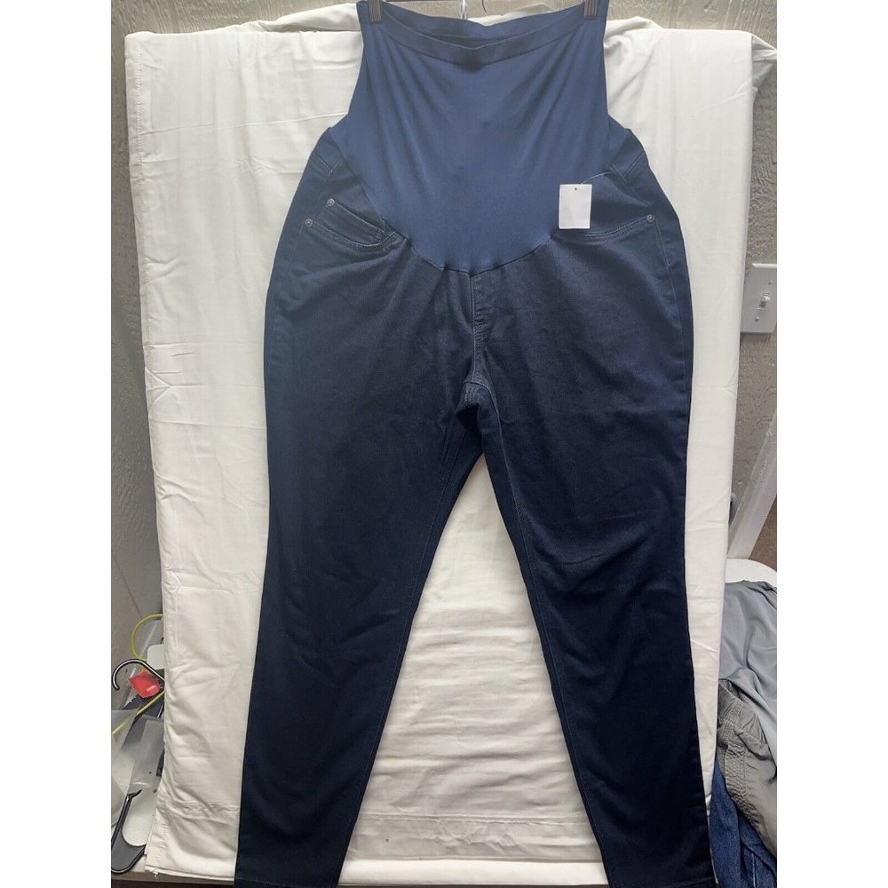 Indigo Blue Womens Plus 1X Blue Cotton Blend Stretch Skinny Maternity Denim Jean